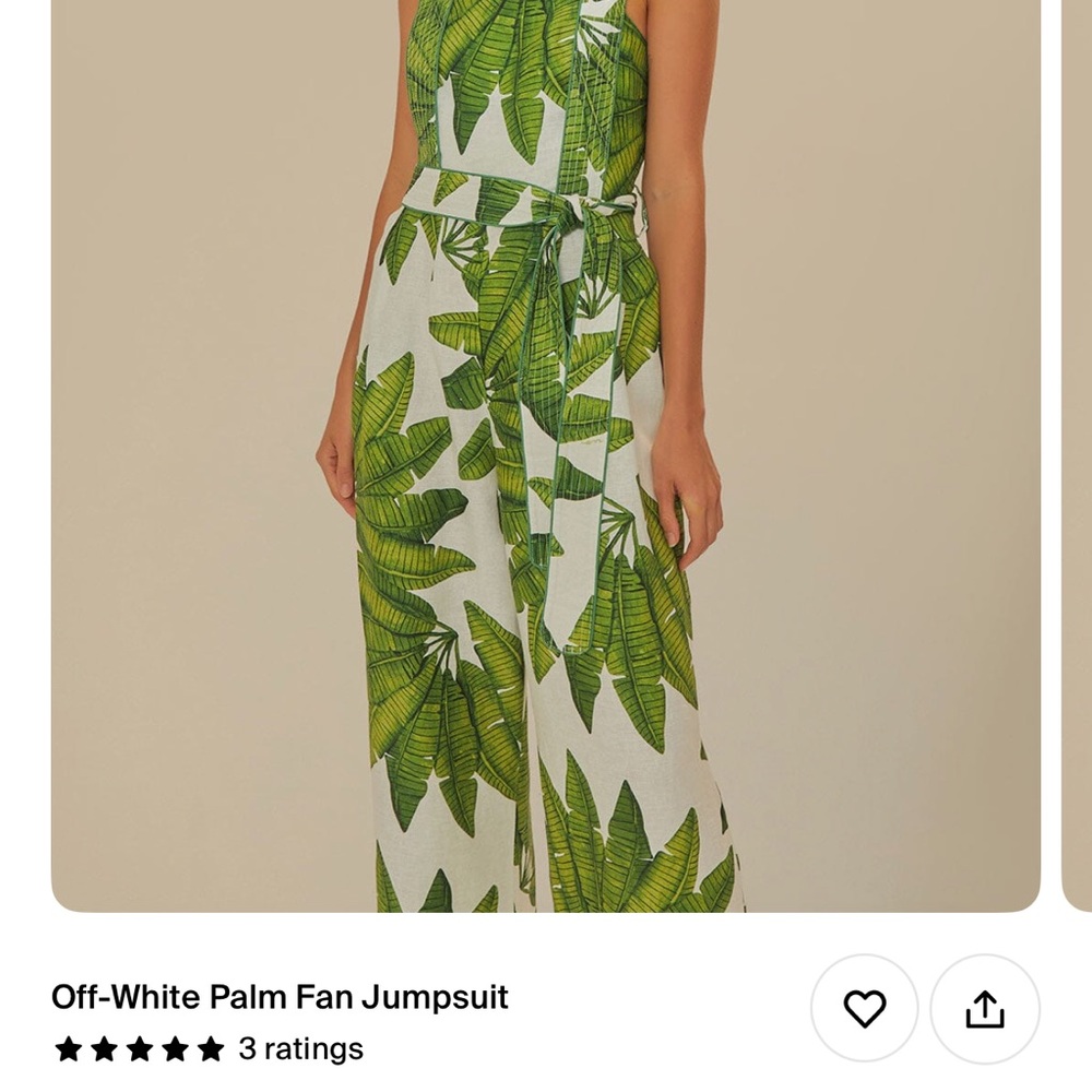 FARM Rio Green and Cream Tropical Jumpsuit